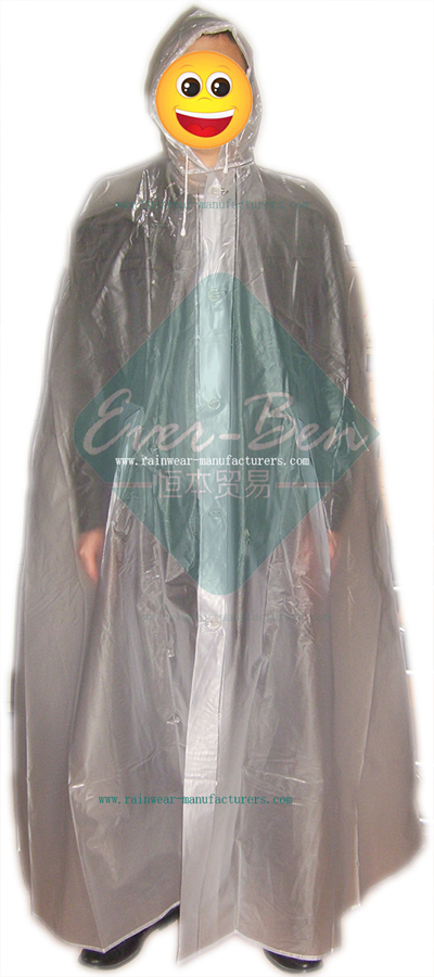 Transparent PVC Mens Waterproof Poncho